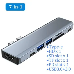 11-in-1 USB for Type C Dock  Port C to HDMI-compatible USB 3.0 Adapter TF SD Reader PD Charger Dock for MacBook Pro/Air Splitter