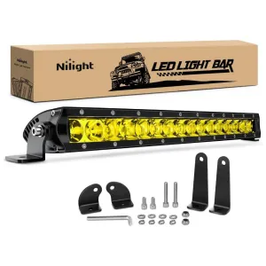 17 Inch 80W 8000LM Amber Slim Spot Flood Led Light Bar | 2 Style Mounts