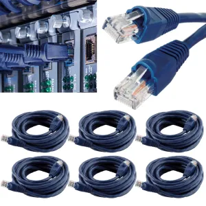 6 Pc 15 FT Cat5e RJ45 Ethernet LAN Network Cable PC Xbox PS Internet Router Blue