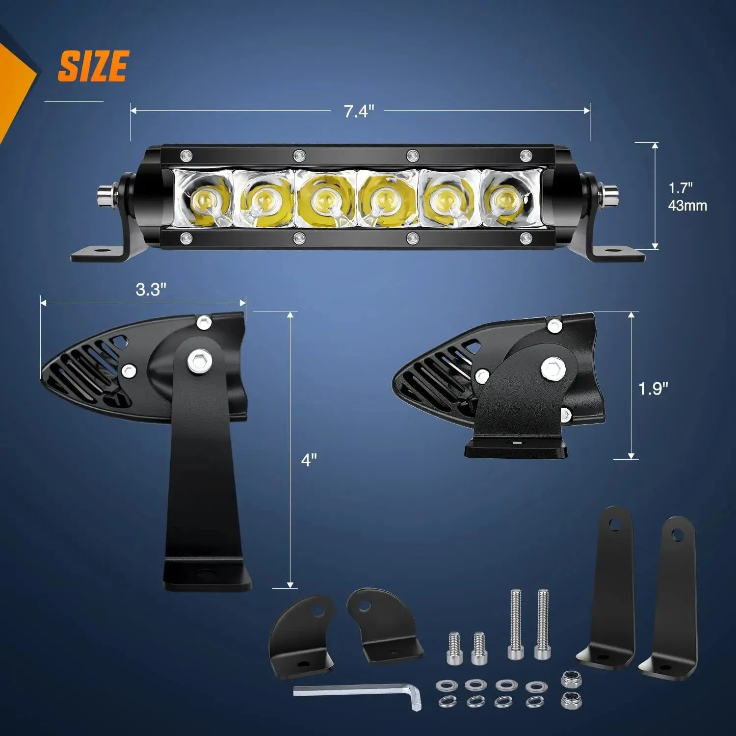 7 Inch 30W Super Slim Spot LED Light Bar Kit (Pair) | 12FT Wire 3Pin Switch