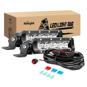 7 Inch 30W Super Slim Spot LED Light Bar Kit (Pair) | 12FT Wire 3Pin Switch