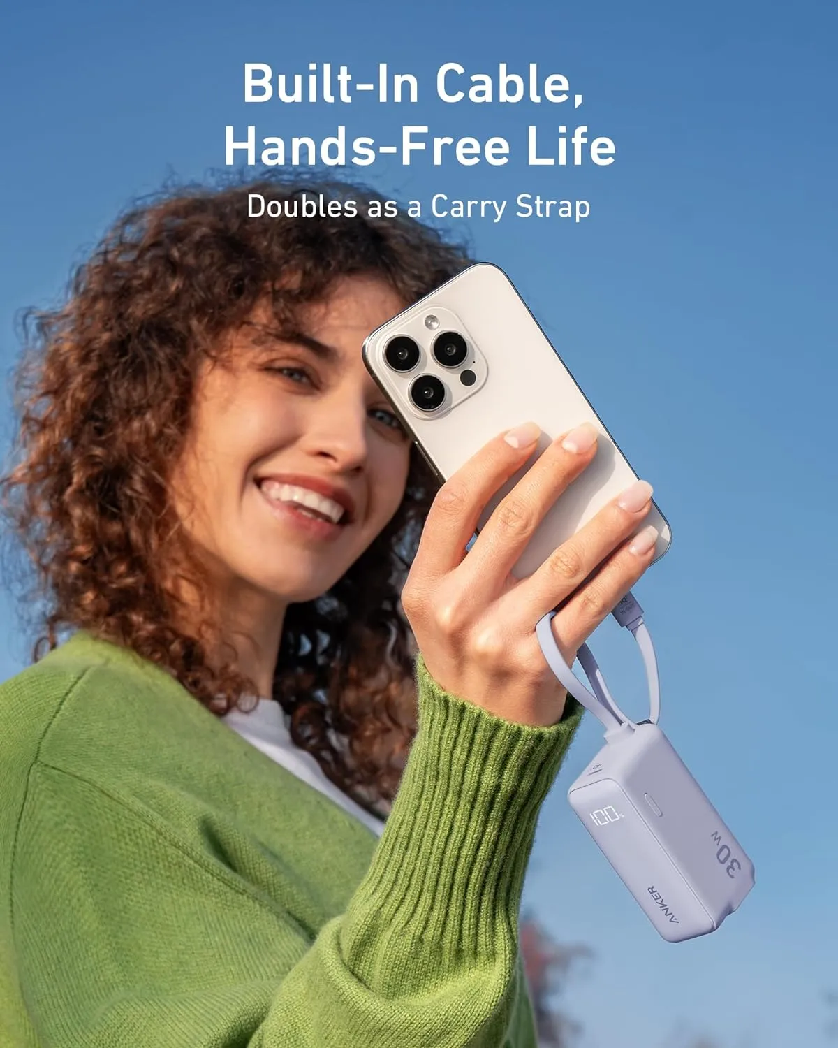 Anker 3-in-1 Power Bank (30W, Fusion, Built-In USB-C Cable)