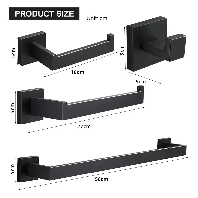 Bathroom Hardware Set Accessories Matt Black