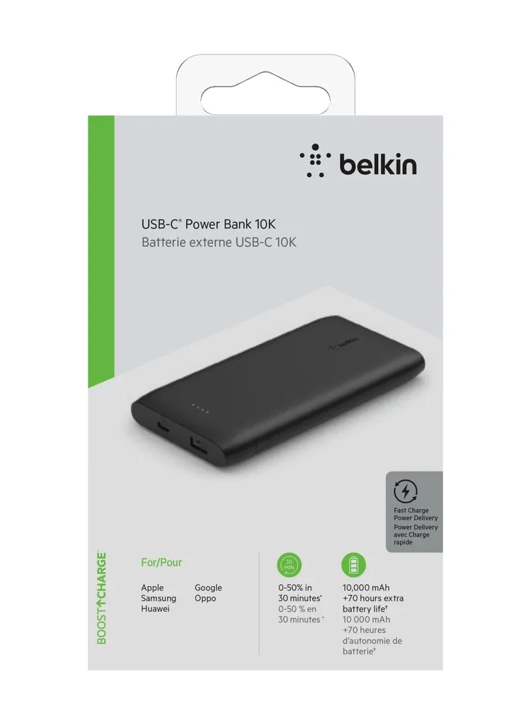 BELKIN BoostCharge USB-C Powerbank 10K - 18W PD Tablet & Smartphone Charger with Cable - Black