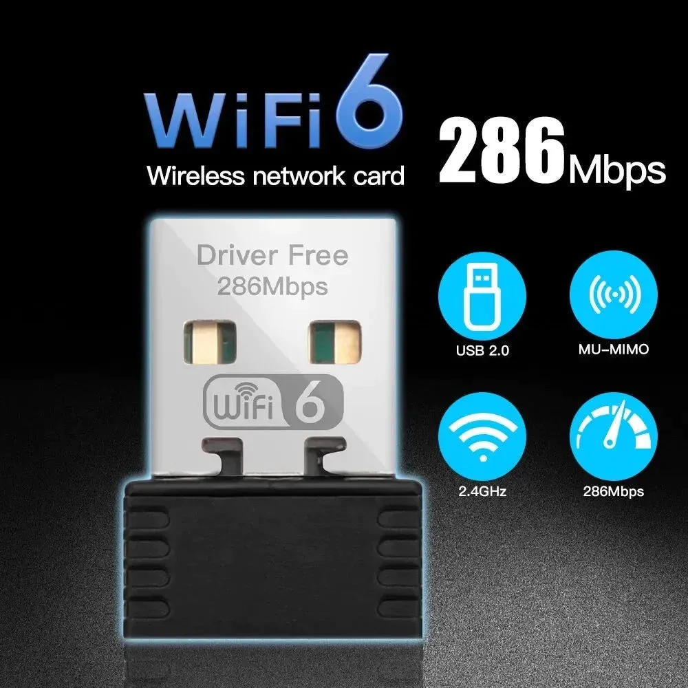 Fenvi Wifi 6 Adapter Ax286 Mini Usb Dongle for Pc Laptop 2.4ghz 802.11ax Signal Reception Windows 10 11 Compatible Driver Free