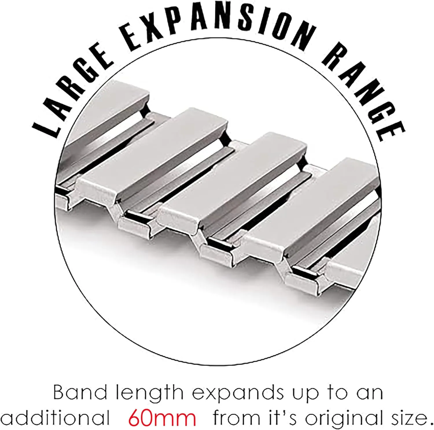 NEW YORK STANDARD WATCH CO. Stainless Steel Stretch Watch Band Expansion, No Buckle, Sleek Metal Finish