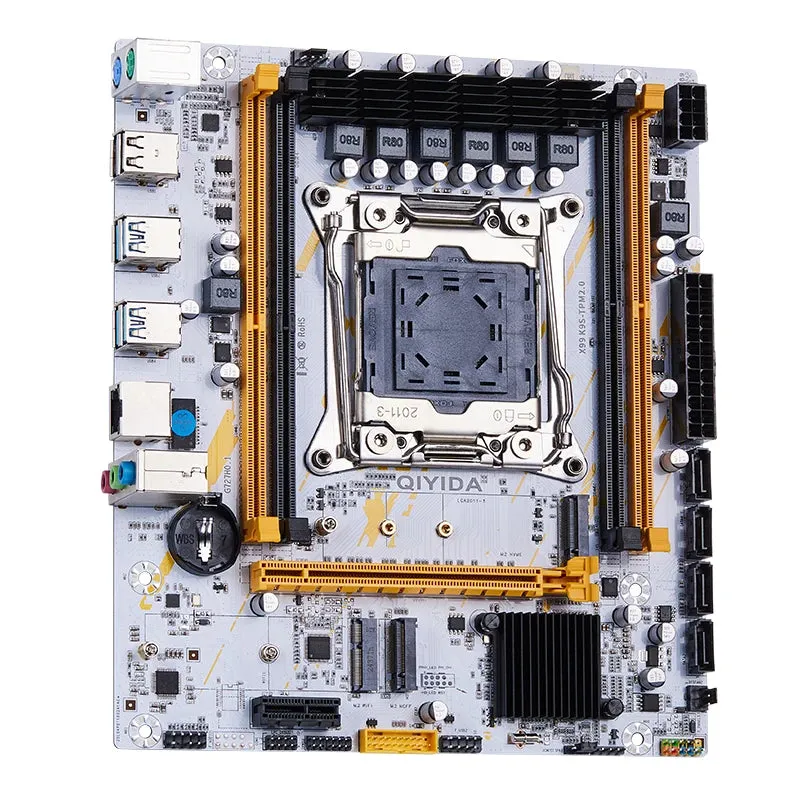 QIYIDA X99 Motherboard Set Kit With LGA2011-3 Xeon E5 2670 V3 CPU (2*8GB) 16GB DDR4 RAM M-ATX NVME M.2 Support TPM Pin insertion