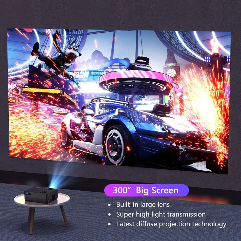 ROCONIA 5G WiFi Bluetooth 4K Support Native 1080P, 15000LM Full HD Movie Projector, LCD Technology 300" Display Home Theater,(Projector Screen Included)