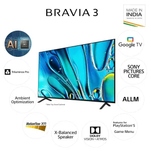 Sony K-55S30 BRAVIA 3 Series 139 cm (55 inches) 4K Ultra HD AI Smart LED Google TV  (Black)