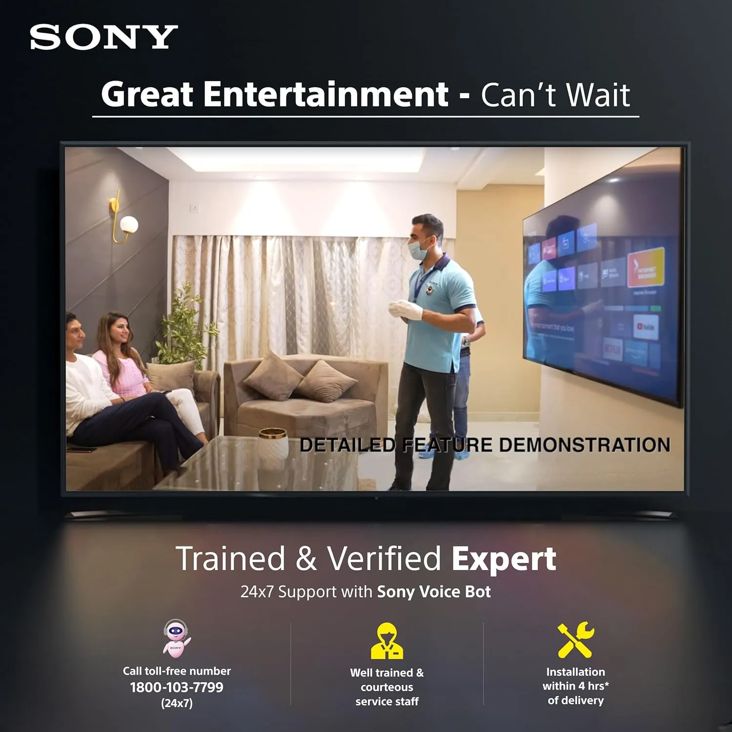 Sony K-55S30 BRAVIA 3 Series 139 cm (55 inches) 4K Ultra HD AI Smart LED Google TV  (Black)