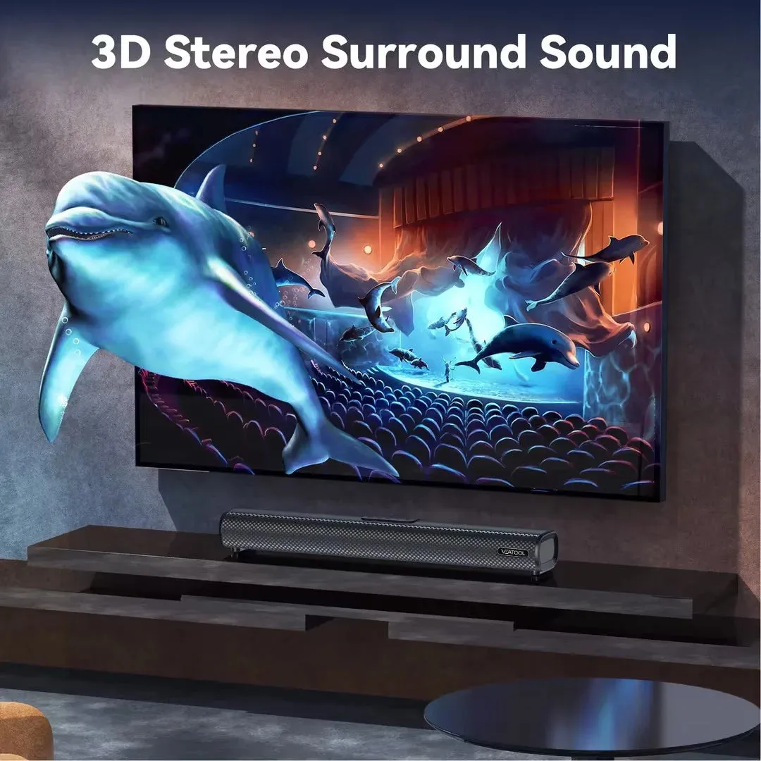 VEAT00L 2.1ch Sound Bars for TV, Soundbar with Subwoofer, Wired & Wireless Bluetooth 5.0 3D Surround Speakers, Optical/HDMI/AUX/RCA/USB Connection, Wall Mountable