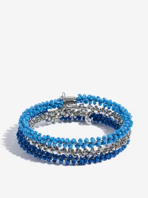 Westside Accessories Blue Beaded Cuff Bracelet