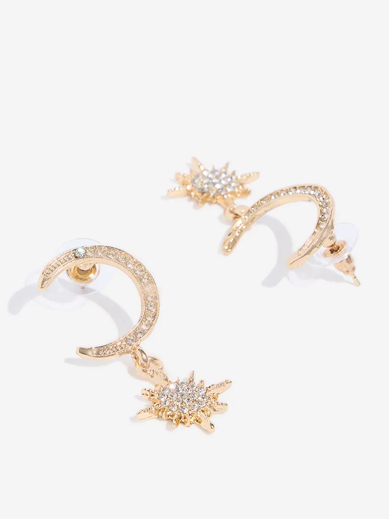 Westside Accessories Gold Star Moon Earrings