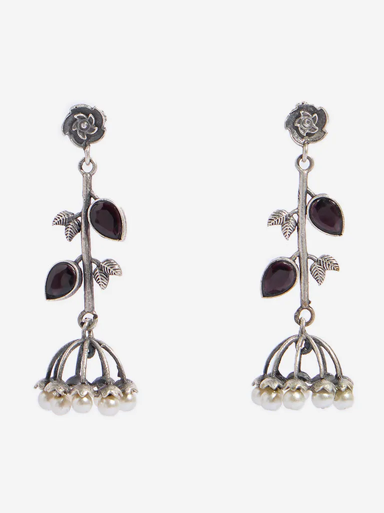 Westside Accessories Silver Flower Jhumka Earrings