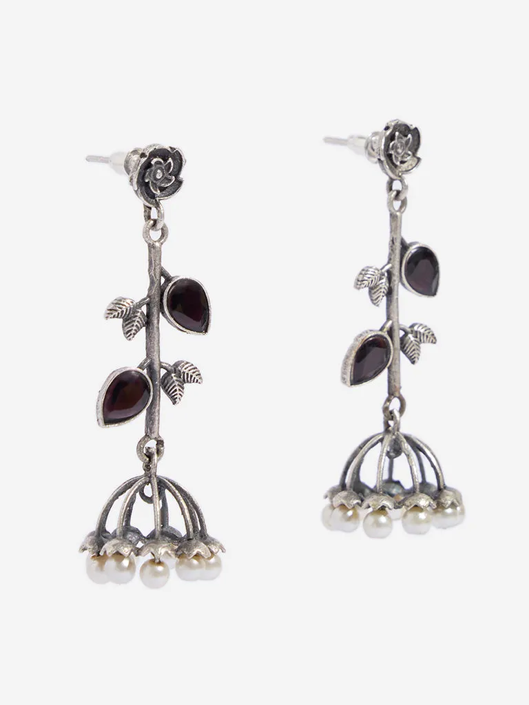 Westside Accessories Silver Flower Jhumka Earrings