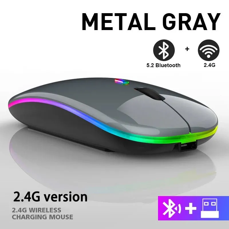 WMGW 2.4G Wireless Mouse RGB Rechargeable Bluetooth Mice