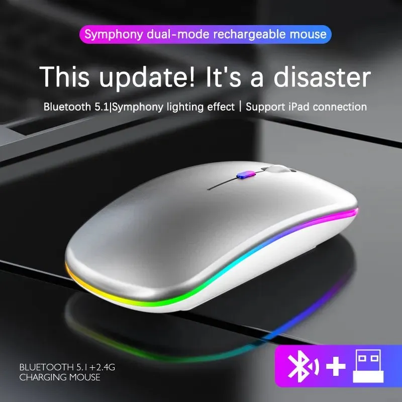 WMGW 2.4G Wireless Mouse RGB Rechargeable Bluetooth Mice