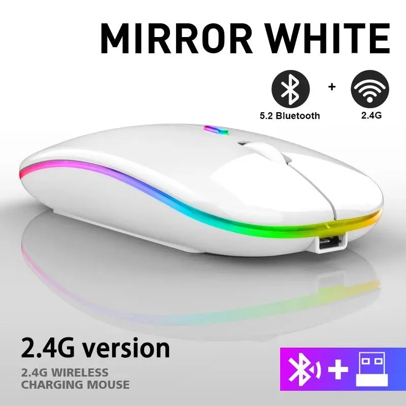 WMGW 2.4G Wireless Mouse RGB Rechargeable Bluetooth Mice