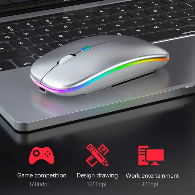 WMGW 2.4G Wireless Mouse RGB Rechargeable Bluetooth Mice