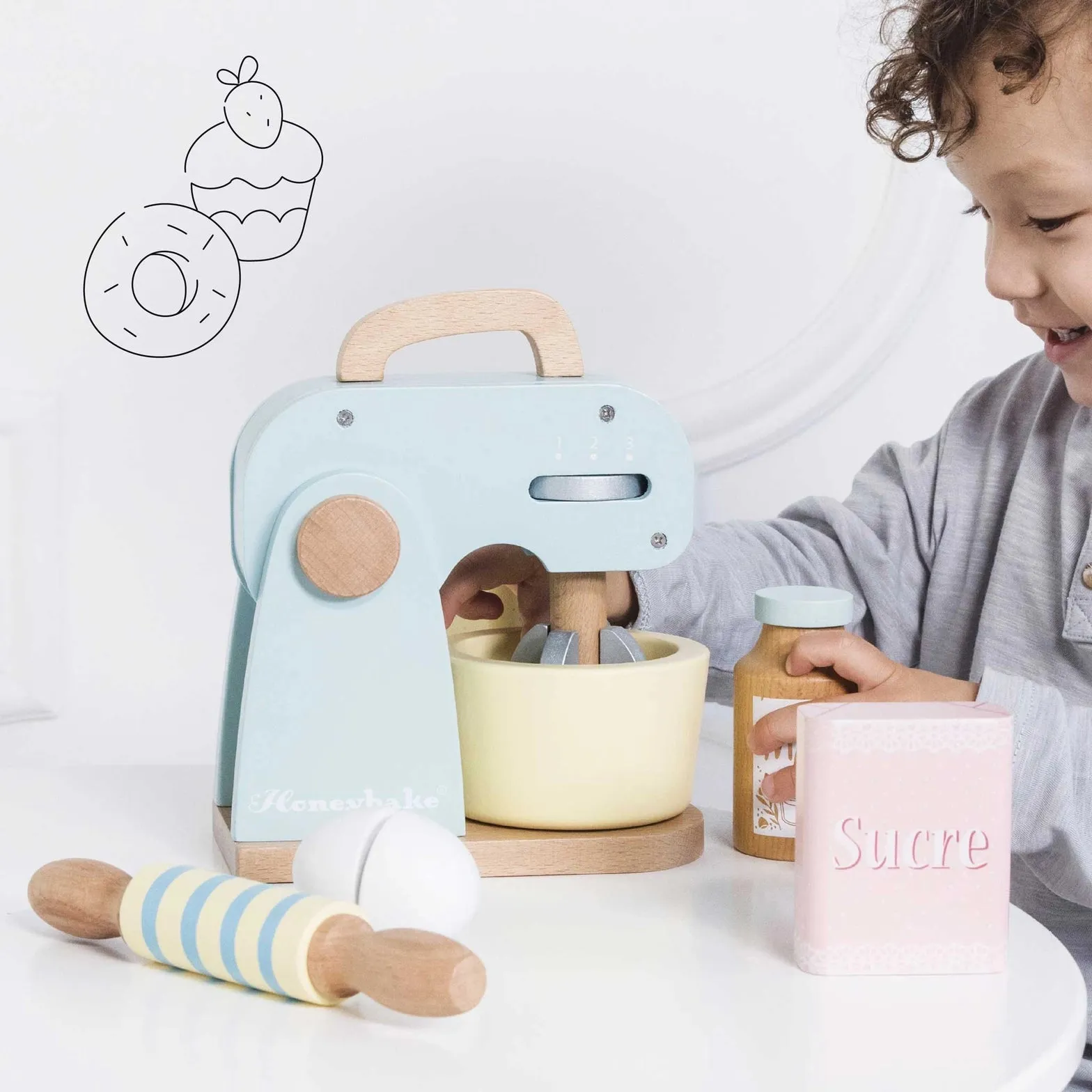 Wooden Bakers Mixer Set & Accessories